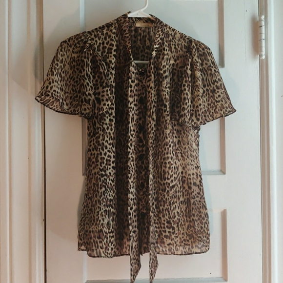 Vintage alloy apparel leopard print semi sheer button down shirt - Picture 3 of 4